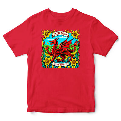 Dydd Dewi Sant Hapus Kinder T-Shirt Shirt Wales St Davids Day Jungen und Mädchen Y...