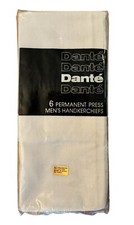 Vintage Dante' Permanent Press Men's Handkerchiefs Hankies 6 Pcs Montgomery Ward