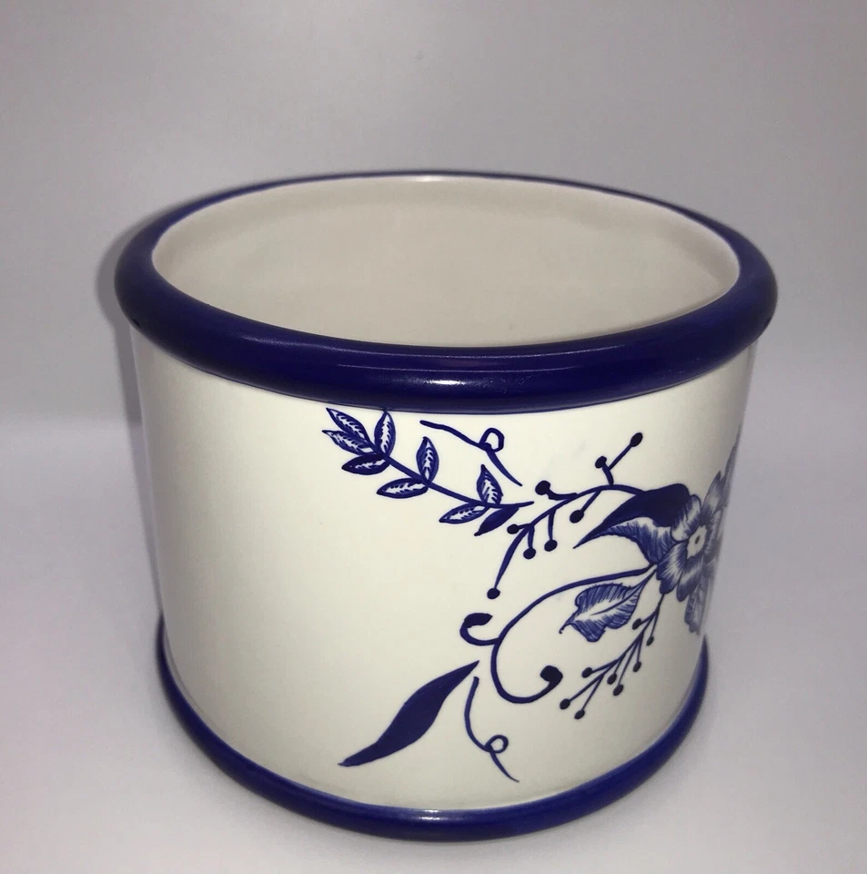 Lámpara de vela de cerámica Warm Touches Blue Toile Cottagecore Shabby Chic granja  Foto 4 de 4