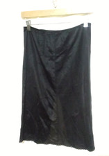 Mel-Lin Black Half Slip Skirt Size Small Silky Nylon Lace Trim USA Vtg