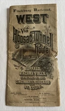 ORIGINAL c. 1892 Fitchburg Railroad WEST via Hoosac Tunnel Route Time Table/Map