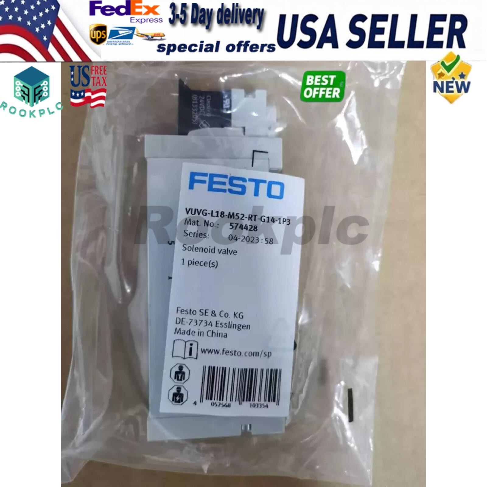 US FREE TAX New FESTO VUVG-L18-M52-RT-G14-1P3 574428 Solenoid Valve