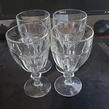 4 Libbey Duratuff Gibraltar Clear Water Goblets Glass Set 6.75" Lot Iced Tea Vtg