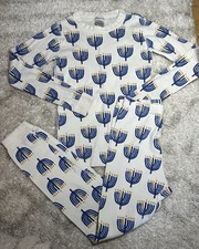 Hanna Andersson Hanukkah Menorah Long John Cotton Pajama Set Size 140 US 10