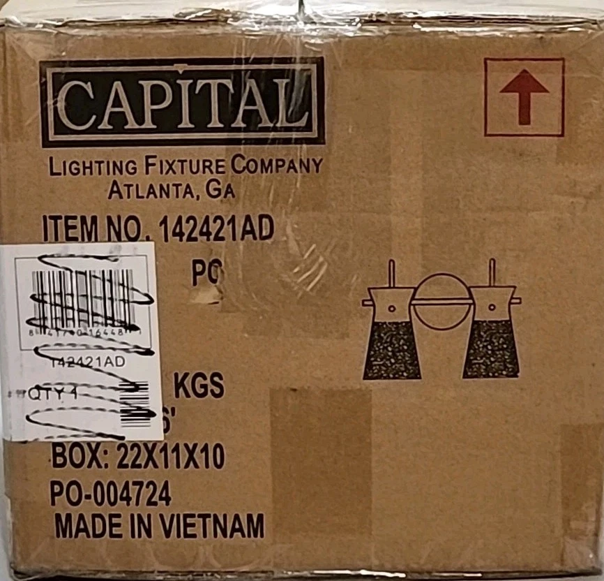 Capital Lighting 142421AD Mila Moderno Medio Craquelado 14" Latón Tocador Luz 2 Bombillas Foto 2 de 4