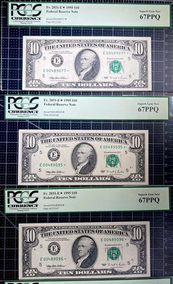 Lot (10) Fr 2031-E* 1995 $10 FRN Richmond Star Note PCGS Superb Gem New 67PPQ - Image 4 of 4