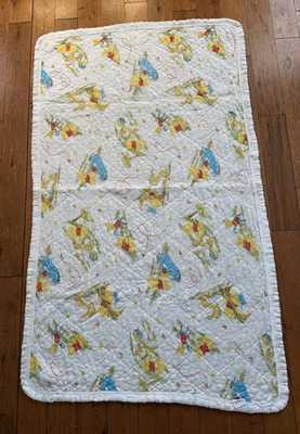 #ad Vintage Sears Winnie the Pooh Baby Quilt Blanket Disney Nursery Bedding $34.99
