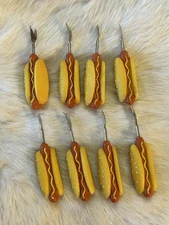 Vintage Corn on the Cob Holder HOT DOG Novelty SHARP High Quality Set Of 4