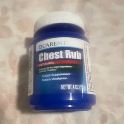 CareAll Chest Rub Cough Suppressant Topical Analgesic Menthol Eucalyptus 4 oz