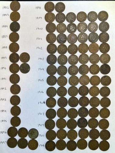 Lot of 100 Indian Head Penny Coins - Good Cross Section of Dates COIN COLLECTORS