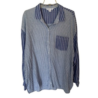Old Navy Women Plus Sz.2X TALL Boyfriend Linen Blend Tunic Button Beachy Shirt