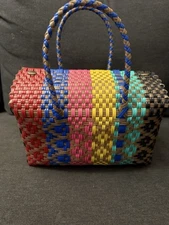 Oaxacan Hand Woven Plastic Bag Colorful