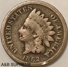 1862 Indian Head Cent Penny Copper-Nickel G-VG Good-Very Good