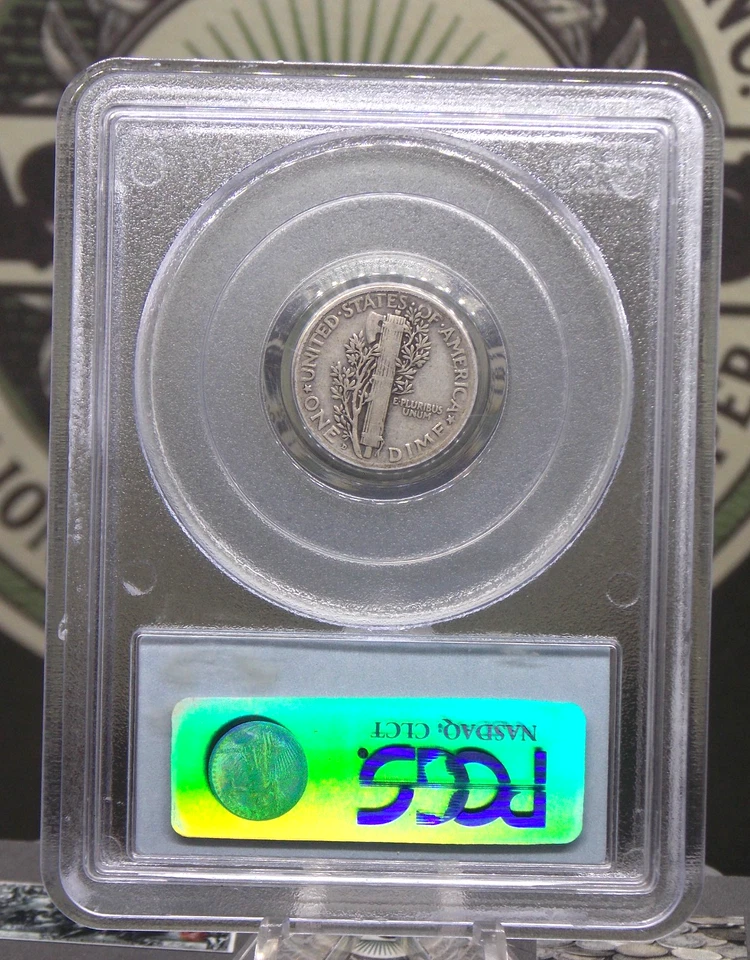 1921 "D" Mercury SILVER Dime 10c PCGS F15 #303 Fine Better Date ECC&C, Inc. - Image 4 of 4