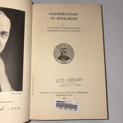 COOPERATION IN RESEARCH BY STAFF MEMBERS AND RESEARCH ASSOCIATES 1938