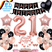 Deko 21. Geburtstag Frauen Rosegold Schwarz Deko Set Tortendeko 21 Geburtstag Fr