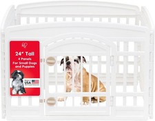 24-inch Four-Panel Pet Gate with Door, Indoor Pet Fence, White