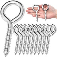 10Pcs Self Tapping Eyelet Screw Eye Bolt 4 Inch Heavy Duty Screw Eyes Hooks M