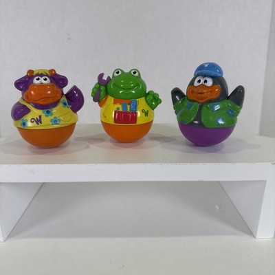 Lot Of 3 Vintage Playskool 2003 2004 Weebles Wobble-Frog, Cow, Penguin Replaceme