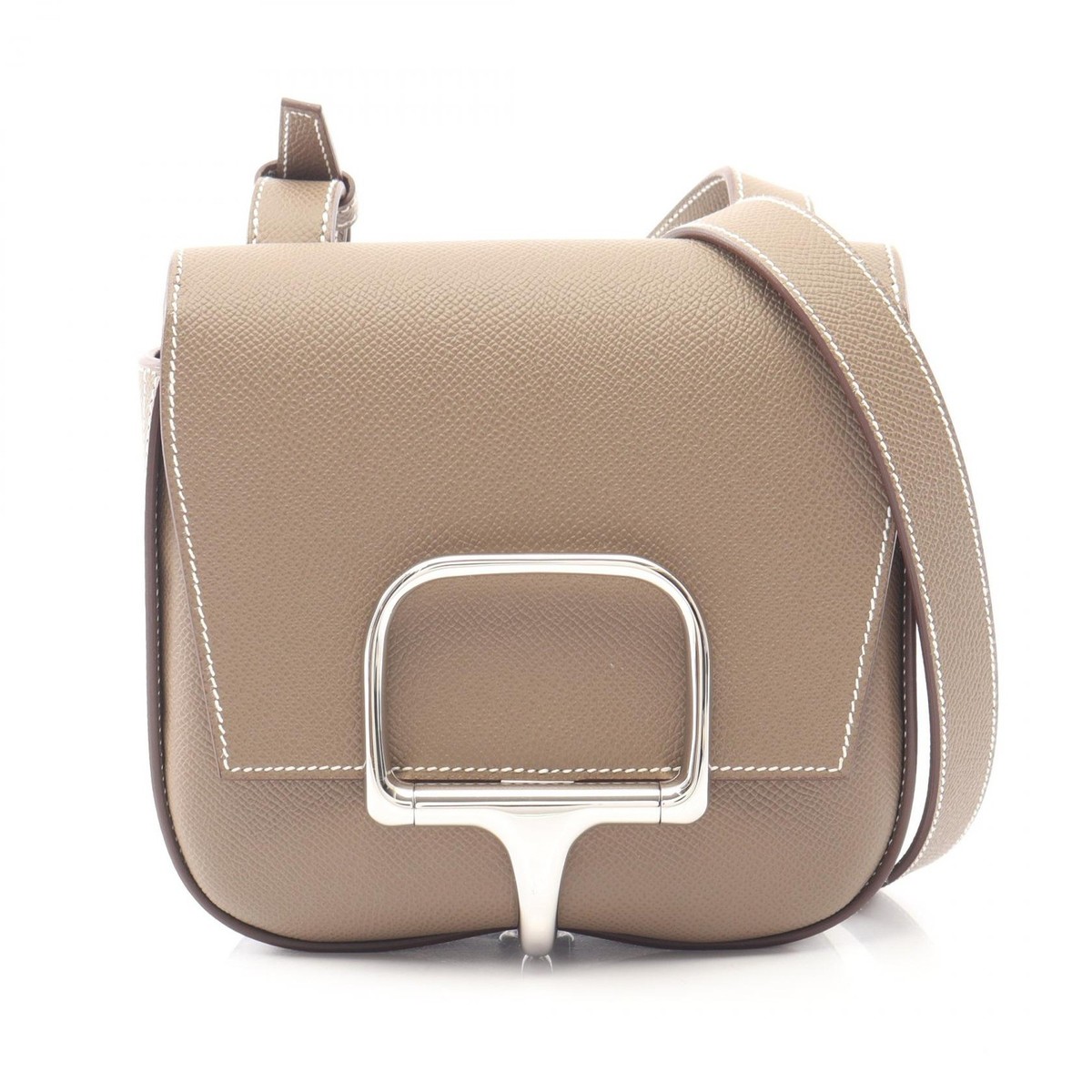 HERMES Della Cavalleria Mini Shoulder Crossbody Bag leather Gray