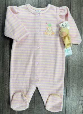 Baby Girl Clothes New Little Me Vintage 3 Month Pink Terry Cloth Duck Outfit
