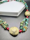 Vtg Southwestern 925 Sterling Silver Turquoise / Coral / Chunky Bead Necklace — photo 5
