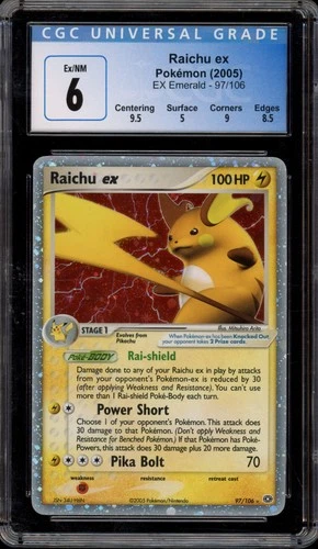 Pokemon Raichu ex EX Emerald Holo Ultra Rare #97 CGC 6