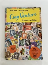 Stanley Gibbons ‘Gay Venture’ 96 Page Stamp Album - Almost Empty - Some Stamps