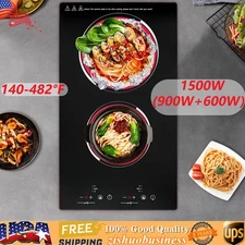 Electric Cooktop 2 Burner Electric Stove Top Ceramic Cooktop Touch Control 1500W