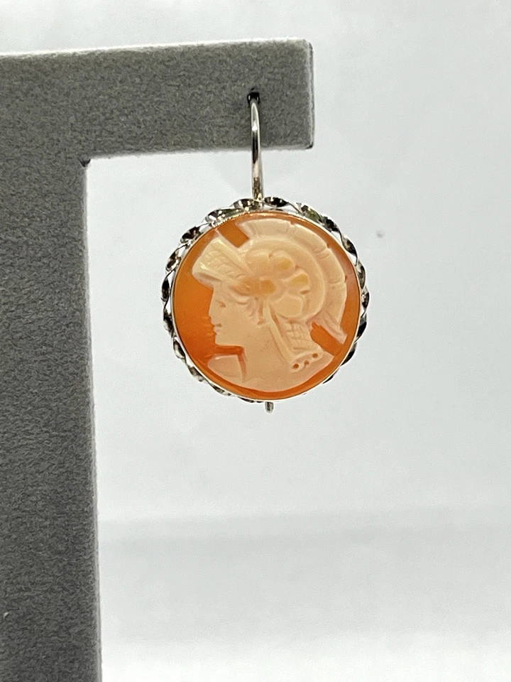 Orecchini in Argento 925 con  Cammei Corniola 20mm Tondi - Atena - Immagine 4 di 4