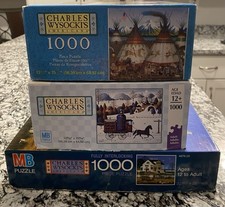 MB Charles Wysocki s Americana Vintage Lot of 3 Puzzles 1000 pc Collectible