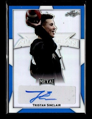 2019 Leaf Metal All-American Bowl Metal Auto Blue #BA-TS2 Tristan Sinclair #/20