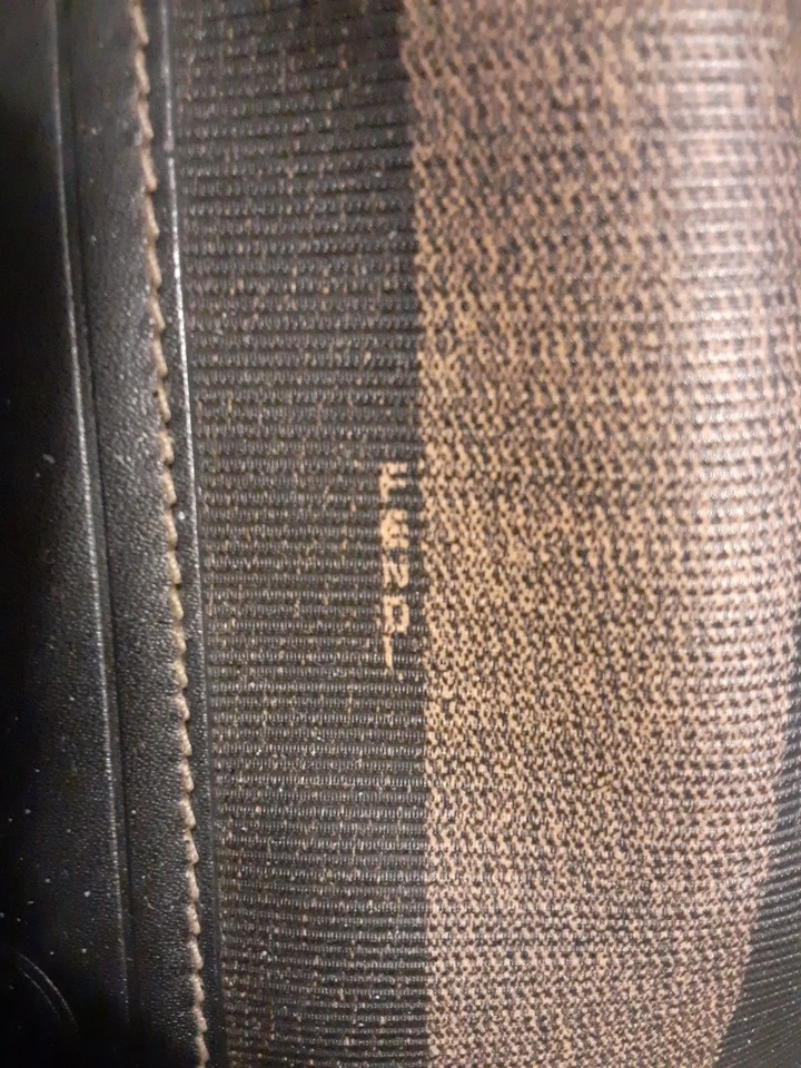 Vtg Fendi Coated Canvas Stripe Bucket Bag/Flaw - Image 3 of 4