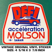 DEFI ACCELERATION MOLSON SANAIR 1985 - VINTAGE ORIGINAL DECAL STICKER