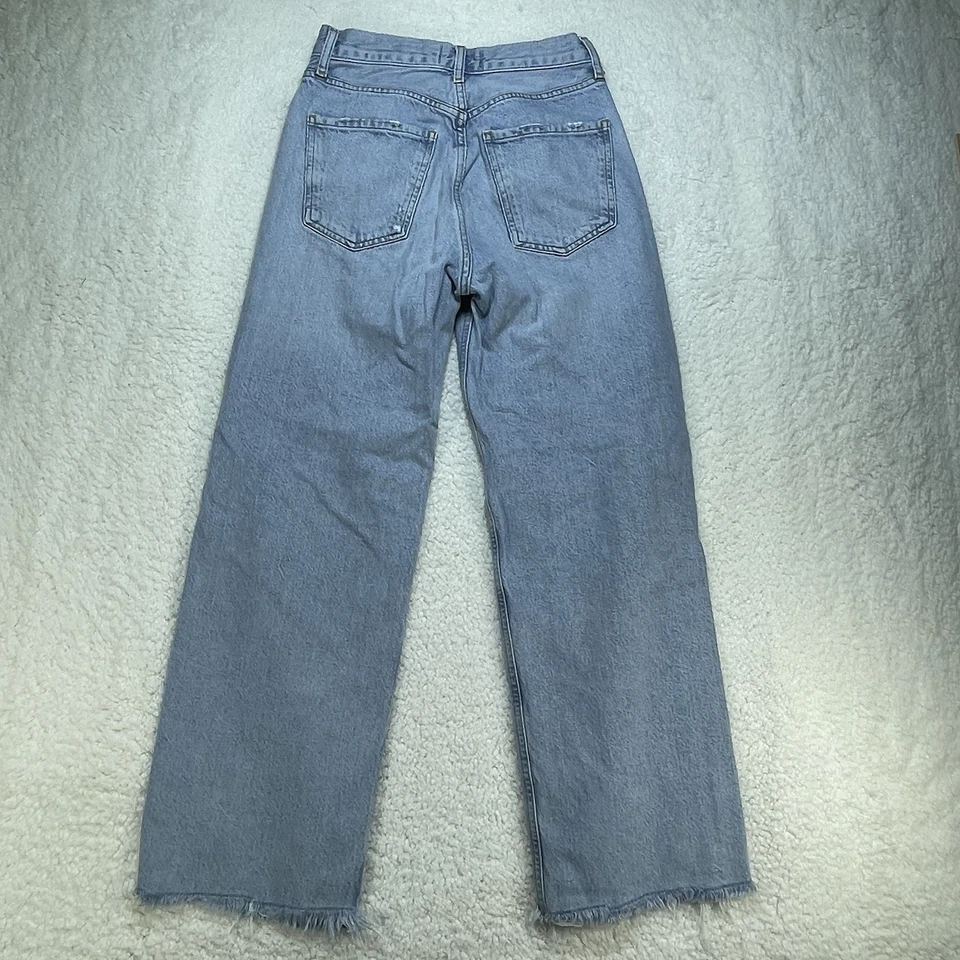 Pantalones de mezclilla Agolde Jeans para mujer 24 azules Ren tiro alto pierna de barril ancha 25x27 Foto 3 de 4