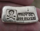 Prospector's Gold and Gems 1 oz Silver Bar W Pirate Stamp .999 Fine Silver!