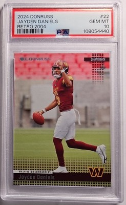 2024 PANINI DONRUSS ROOKIE JAYDEN DANIELS RETRO 2004 PSA 10 GEM MINT COMMANDERS 