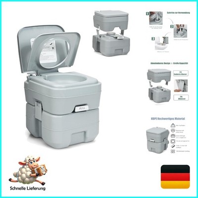 Campingtoilette 20L Grau von Soars mit abnehmbarem Spül- und Abwassertank, Tr...