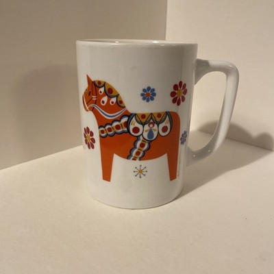 Bergquist Imports Red Horse Swedish Scandinavian Dala Berggren Trayner Vtg Mug