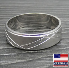 Sterling Silver Unique Striped Etched Brushed Band Ring Size 9.75