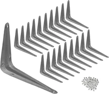 ® Metal Wall Corner Angle Shelving Shelf Brackets, Gray (20, 3" X 4" I