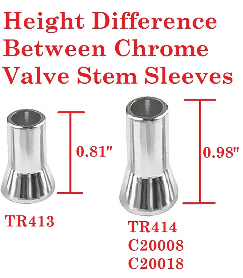 UNIVERSAL TPMS Tire Rubber Valve Stem Chrome Dress Up Kit Sleeve Covers Caps 414 - Image 2 of 4