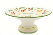 Harry And David White Green Cherries Cherry Pedestal Serving Bowl 11"