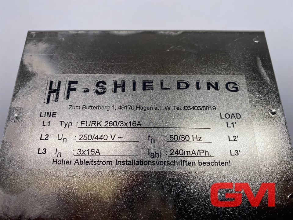 HF-Shielding Netzfilter FURK 260/3x16A EMV filter 250/440V 3x16A 240mA/Ph. - Image 2 of 4