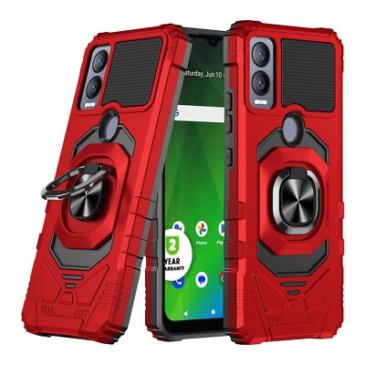 For Cricket Magic 5G / AT&T Propel 5G Case Shockproof Ring Cover +Tempered Glass