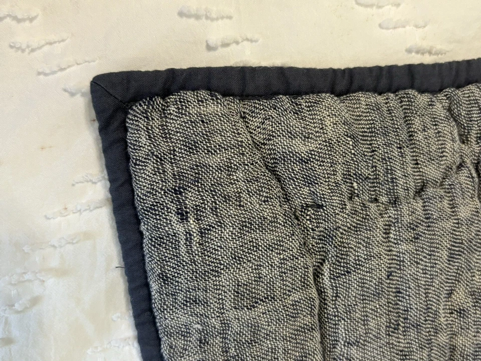 Pottery Barn Cloud Set Of 2 King Pillow Shams Handcrafted Linen Navy Blue EUC - Image 3 of 4