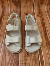 Chanel Dad Women's Patent Calfskin White Leather Sandal Flats EU 36 US 6