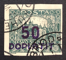 1922 Czechoslovakia Doplatit Surcharged 50h DF1/1