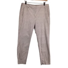 Adrianna Papell Womens Geometric Patterned Pants Size 10 Beige  White Cropped