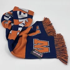 Wheaton College 65” Double Sided Acrylic Scarf  Orange/Blue NWT